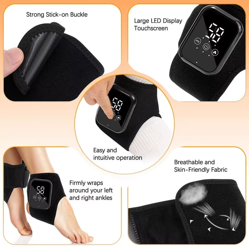 Foot Vibrator Hot Compress Vibration Ankle Massager Protector Heated Foot Wrap Support Brace for Plantar Fasciitis Joint Sprain